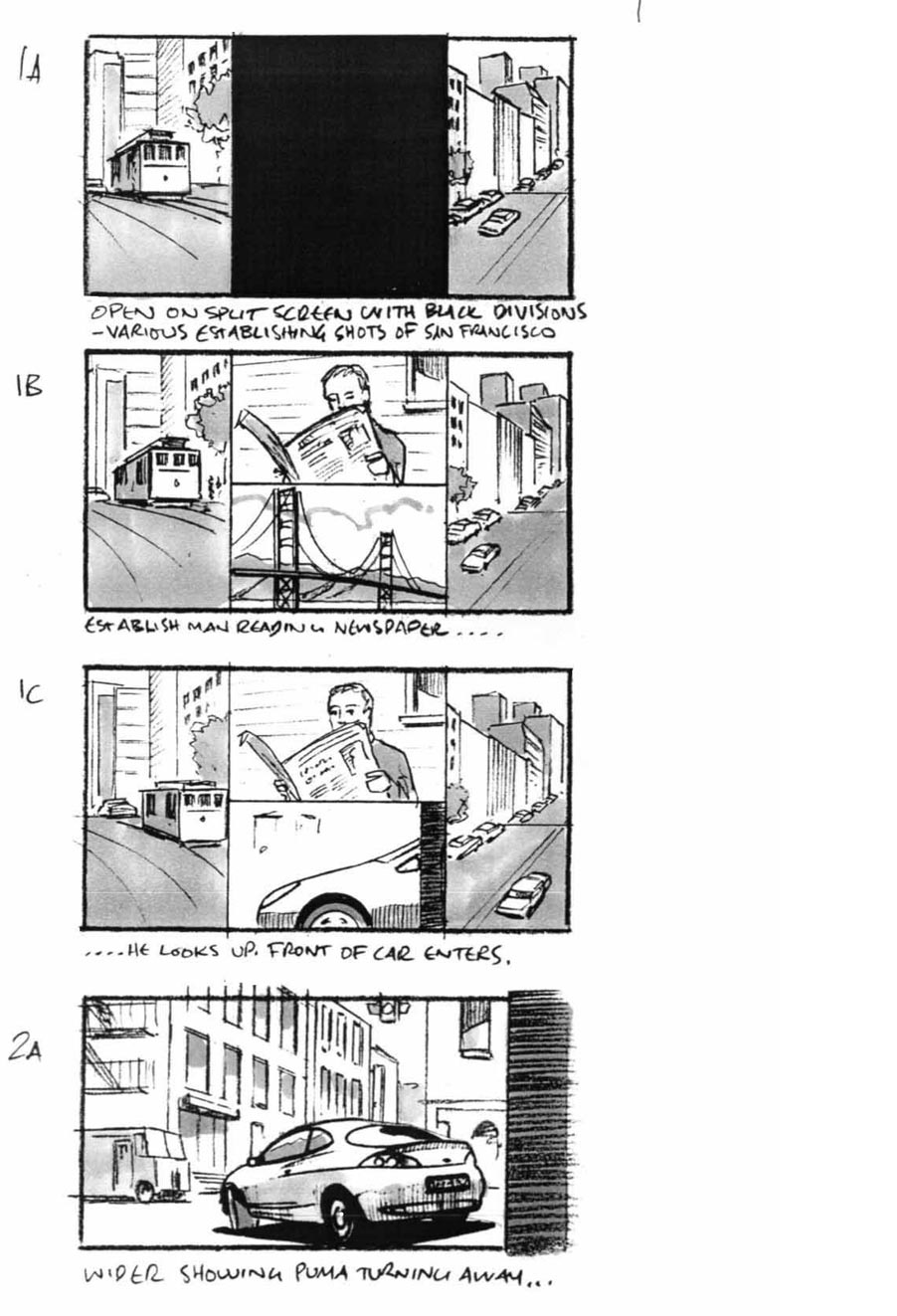 douglas ingram, storyboard art, ford puma car commercial