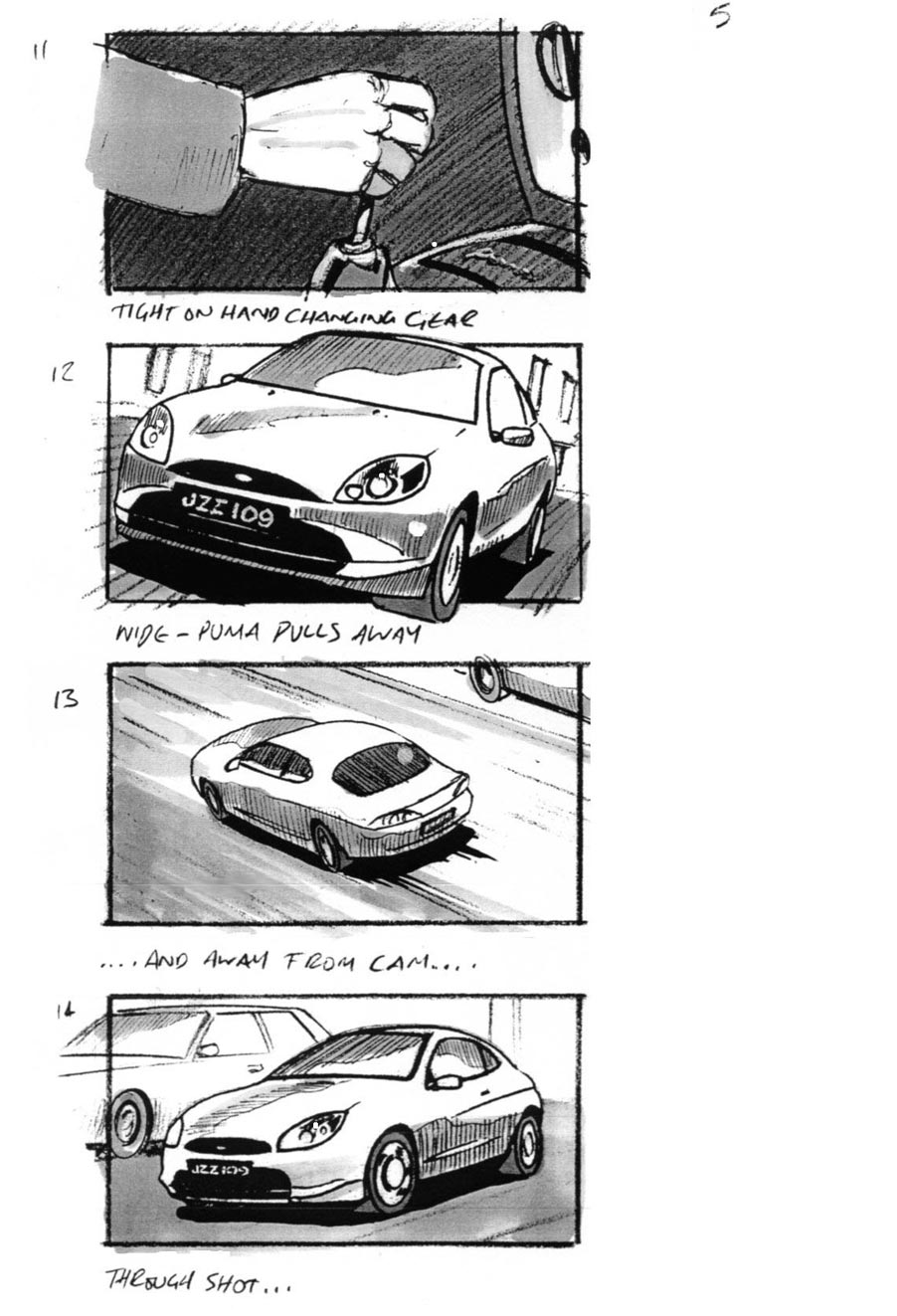 douglas ingram, storyboard art, ford puma car commercial