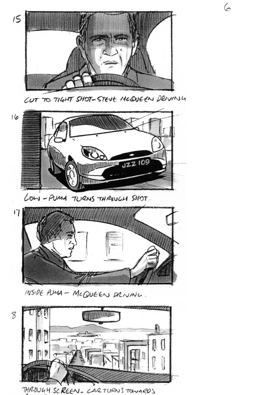 douglas ingram, storyboard art, ford puma car commercial