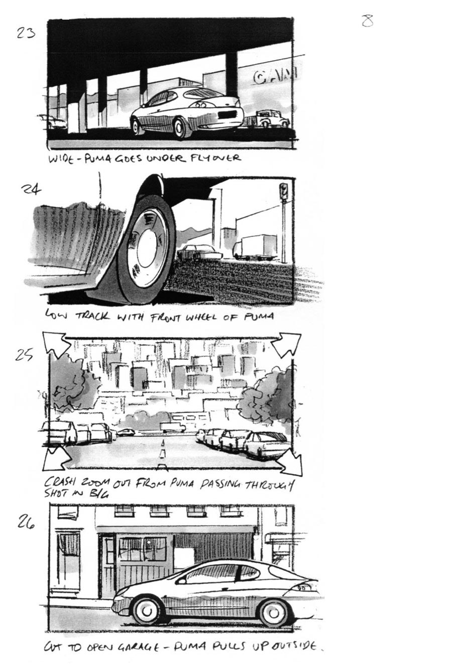 douglas ingram, storyboard art, ford puma car commercial