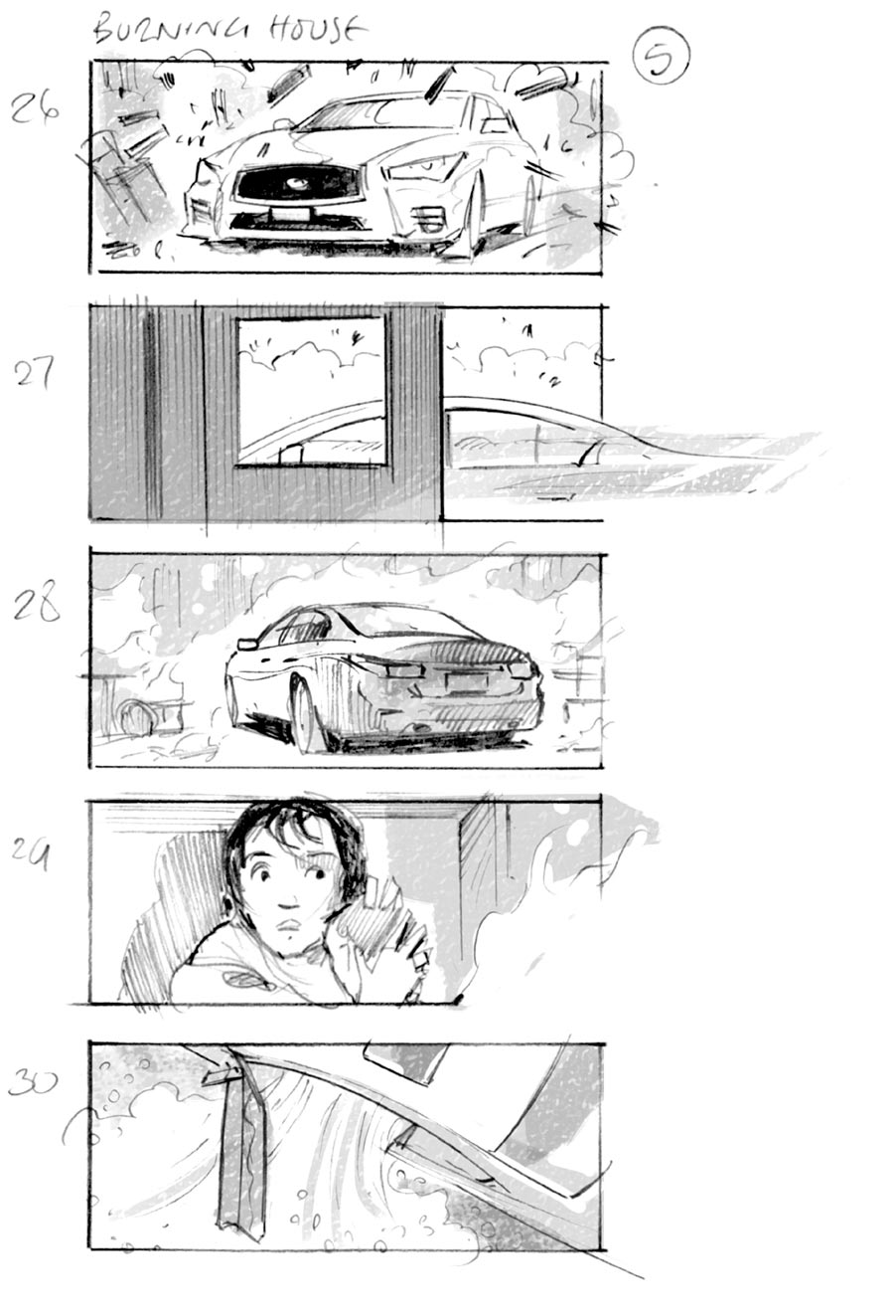 douglas ingram, storyboard art, infiniti car commercial