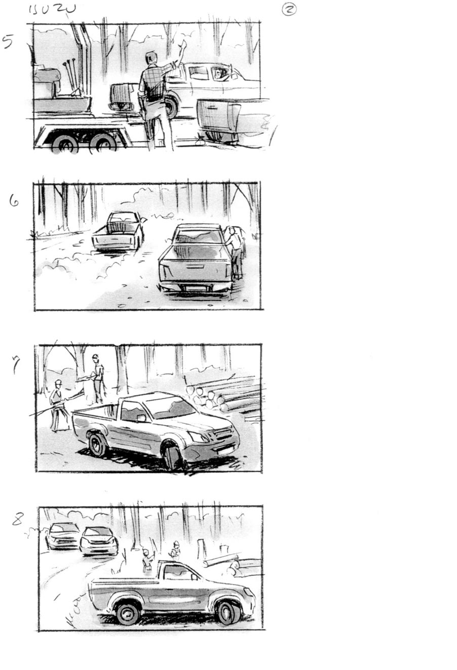douglas ingram, storyboard art, isuzi car commercial