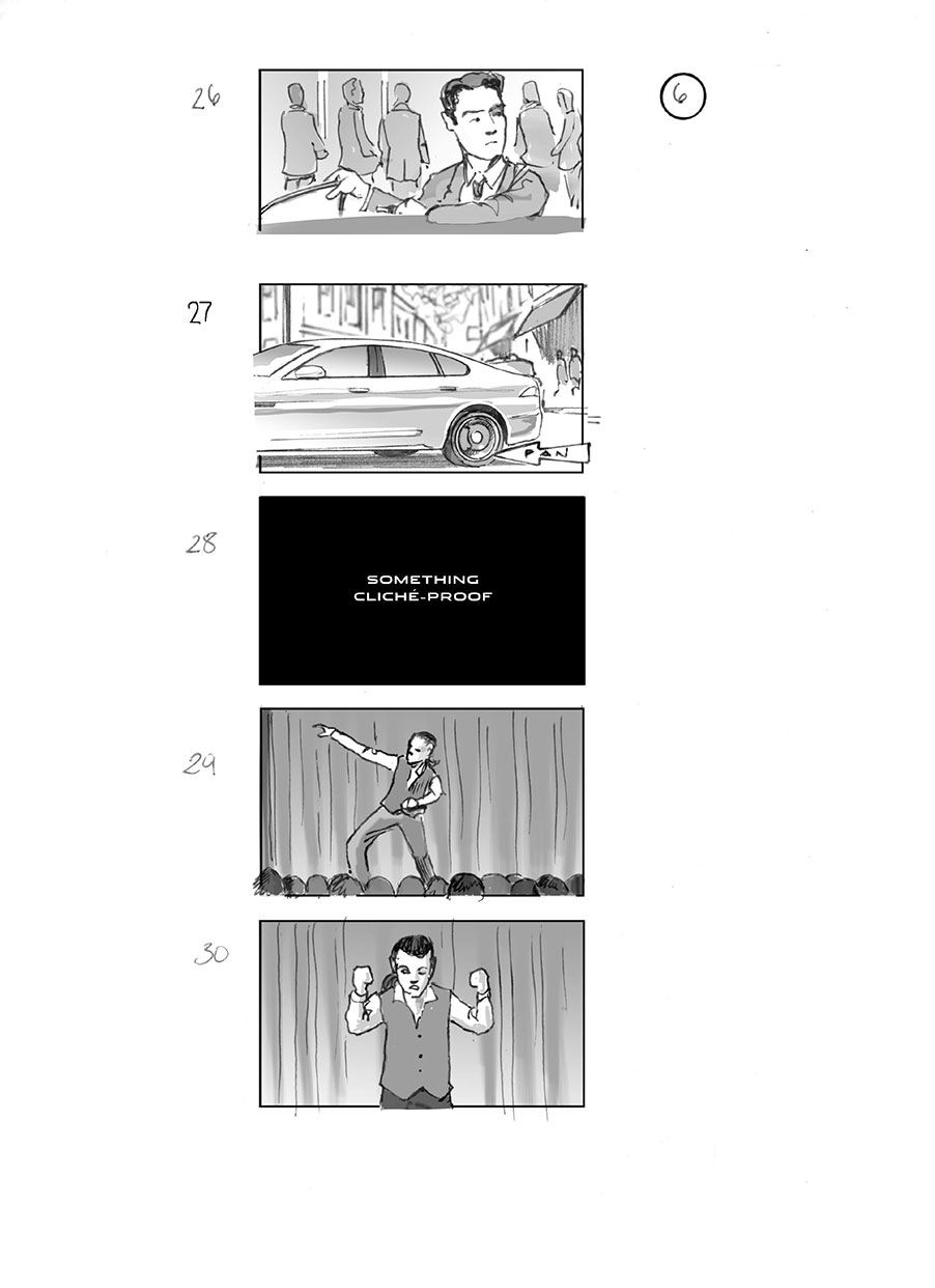 douglas ingram, storyboard art, jaguar not business as usual car commercial