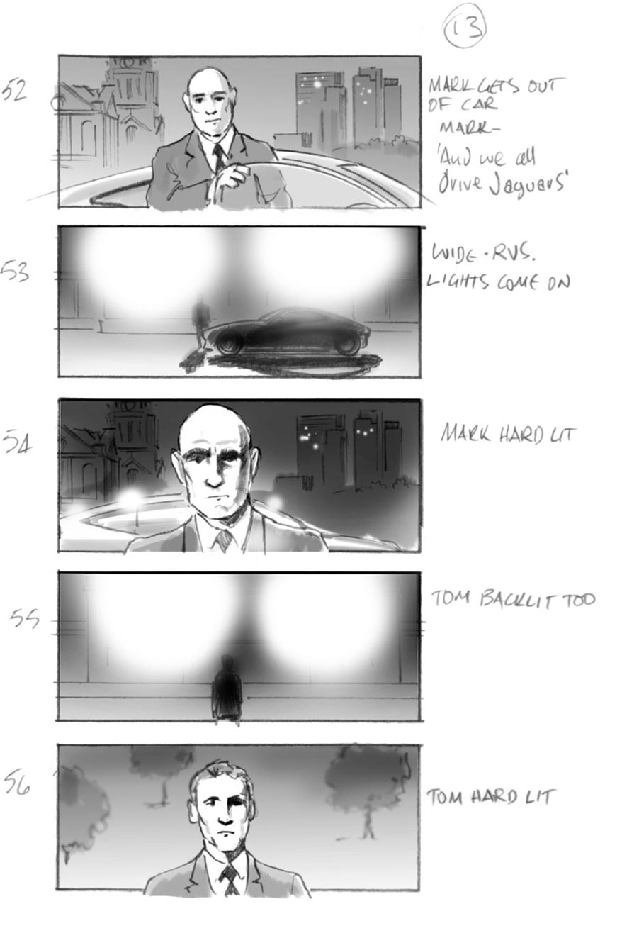 douglas ingram, storyboard art, jaguar car commercial
