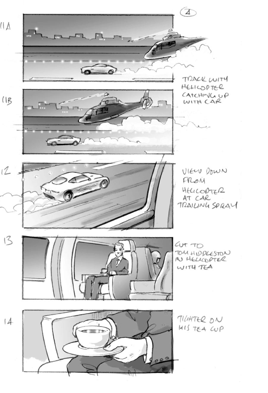 douglas ingram, storyboard art, jaguar car commercial