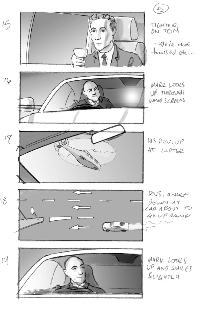 douglas ingram, storyboard art, jaguar car commercial