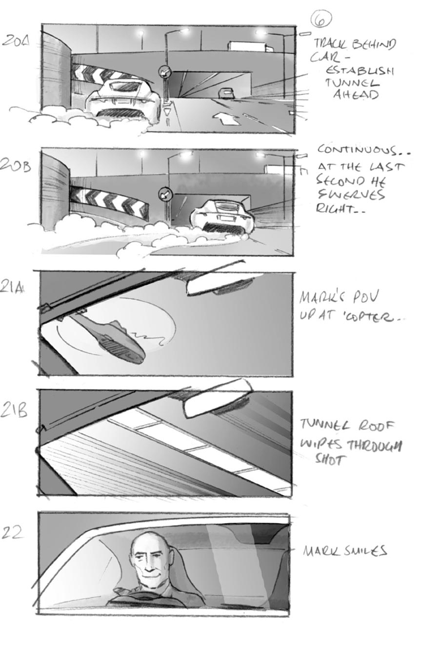 douglas ingram, storyboard art, jaguar car commercial