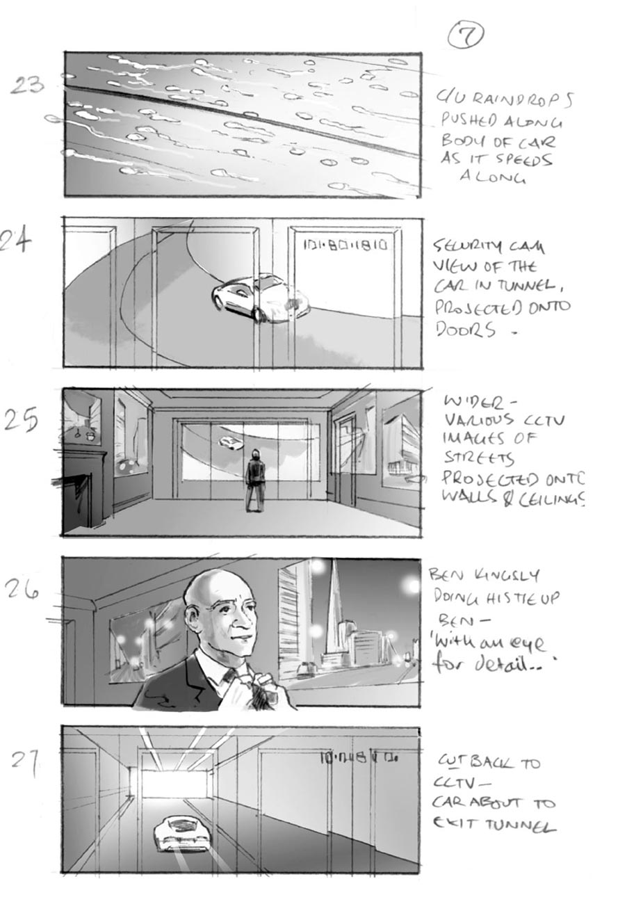 douglas ingram, storyboard art, jaguar car commercial
