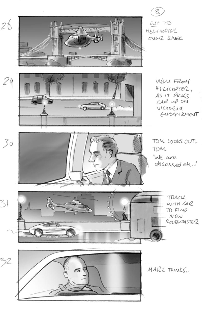 douglas ingram, storyboard art, jaguar car commercial
