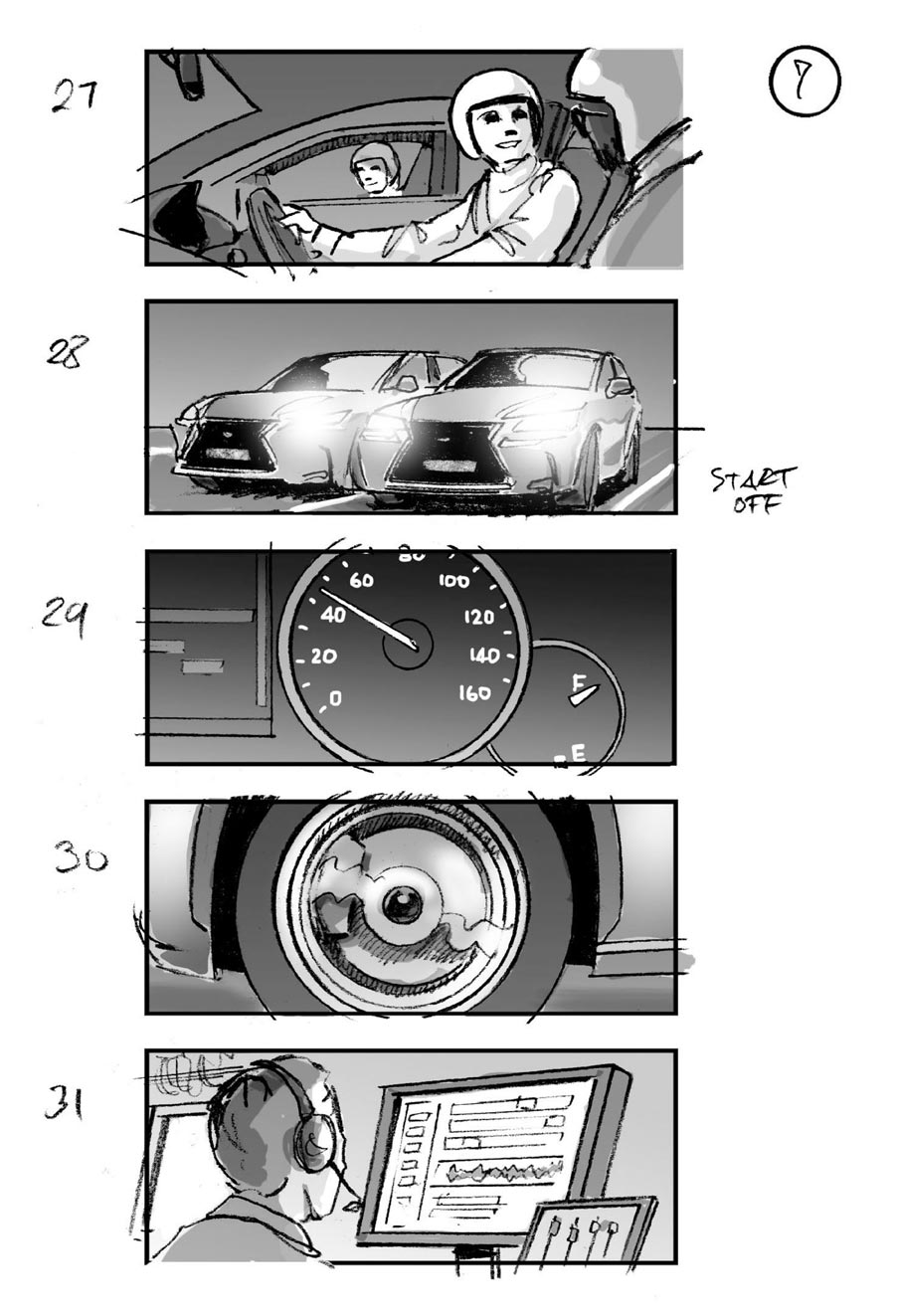 douglas ingram, storyboard art, lexus car commercial