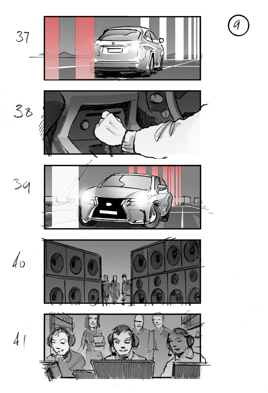 douglas ingram, storyboard art, lexus car commercial
