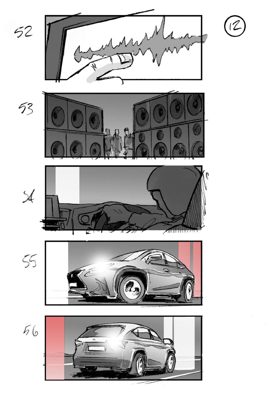 douglas ingram, storyboard art, lexus car commercial