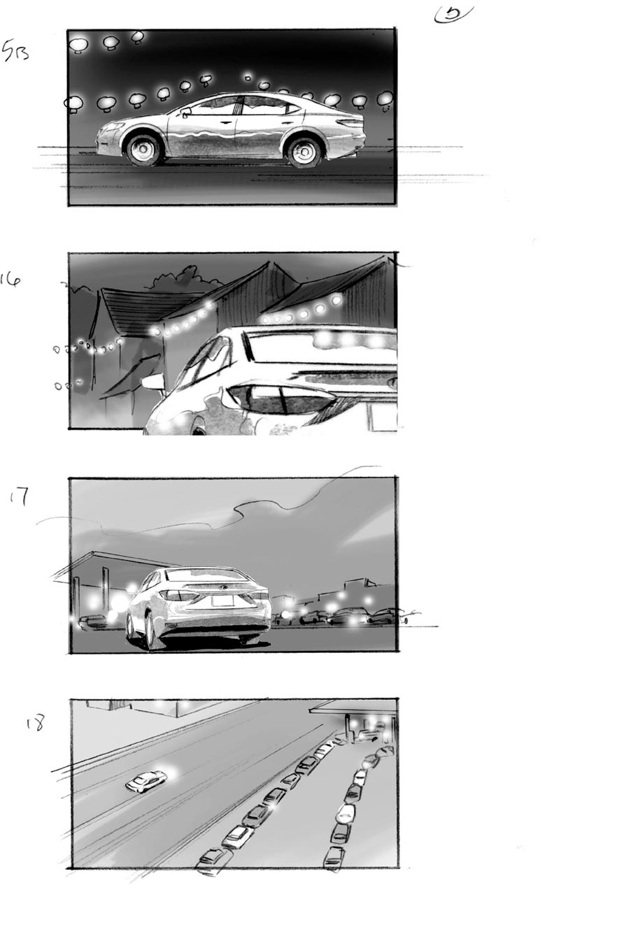 douglas ingram, storyboard art, lexus car commercial