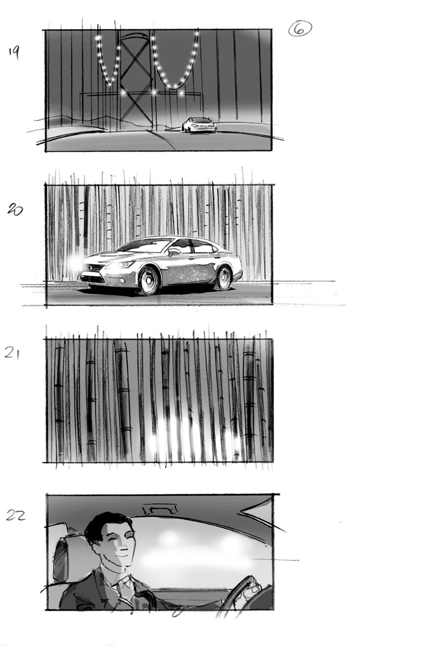 douglas ingram, storyboard art, lexus car commercial