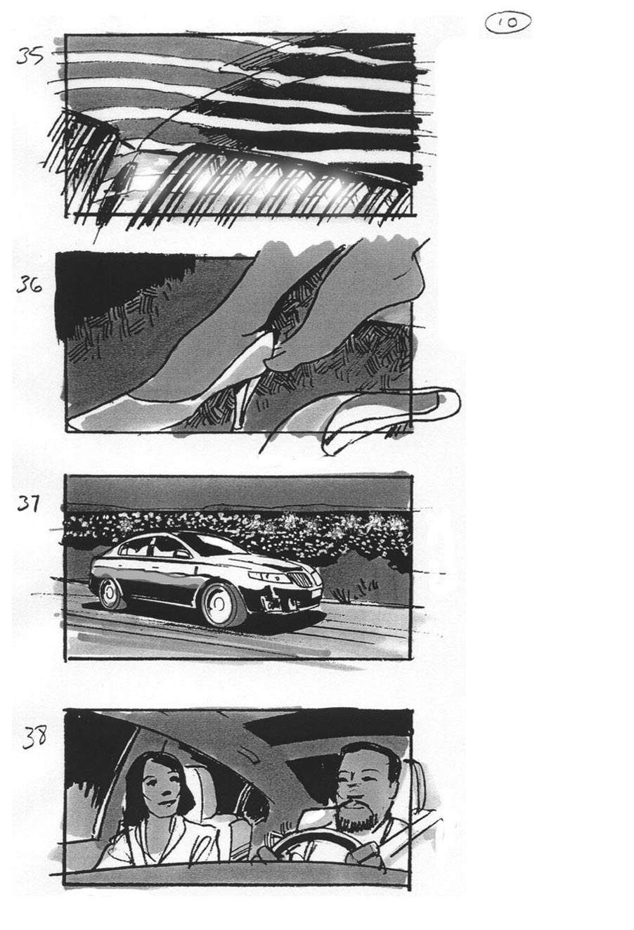 douglas ingram, storyboard art, lincoln car commercial