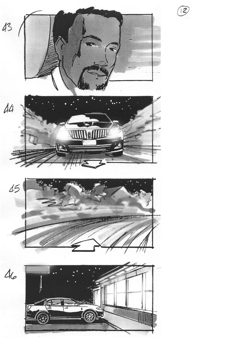 douglas ingram, storyboard art, lincoln car commercial