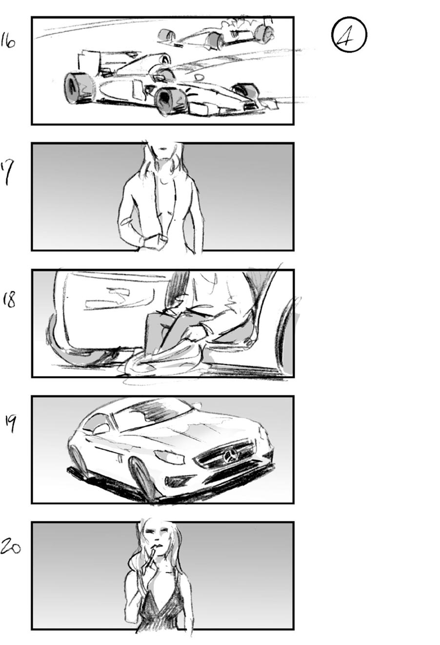 douglas ingram, storyboard art, mercedes car commercial