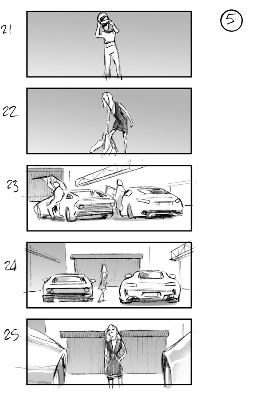 douglas ingram, storyboard art, mercedes car commercial