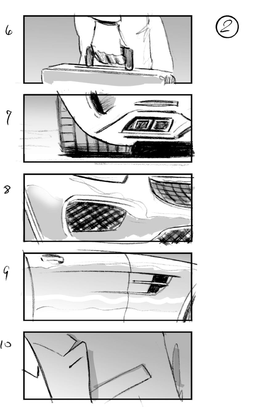 douglas ingram, storyboard art, mercedes car commercial