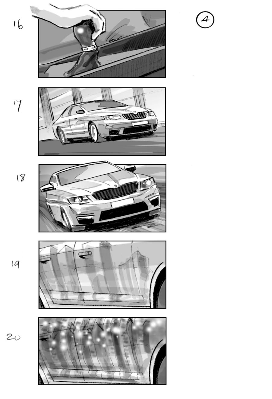 douglas ingram, storyboard art, skoda commercial