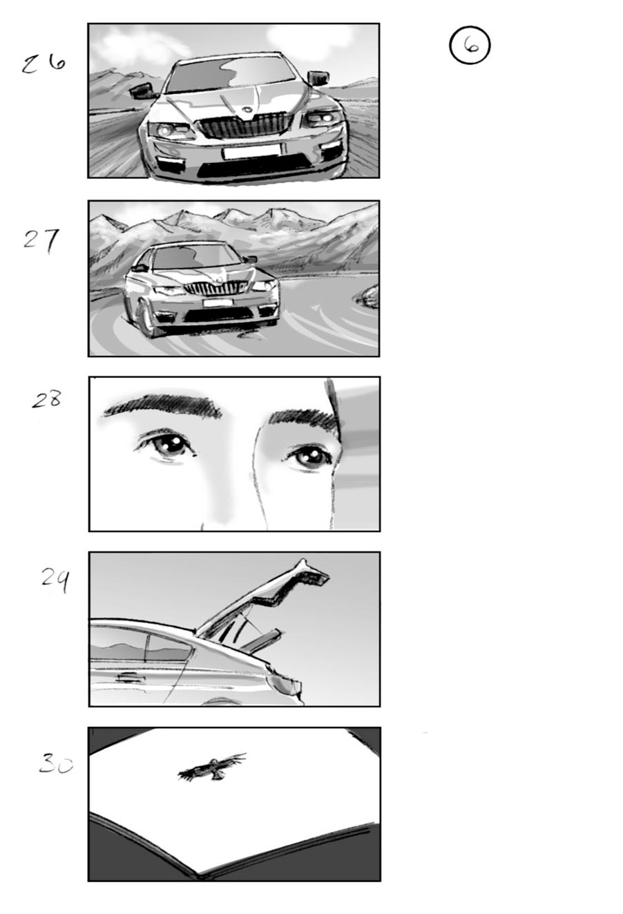 douglas ingram, storyboard art, skoda commercial