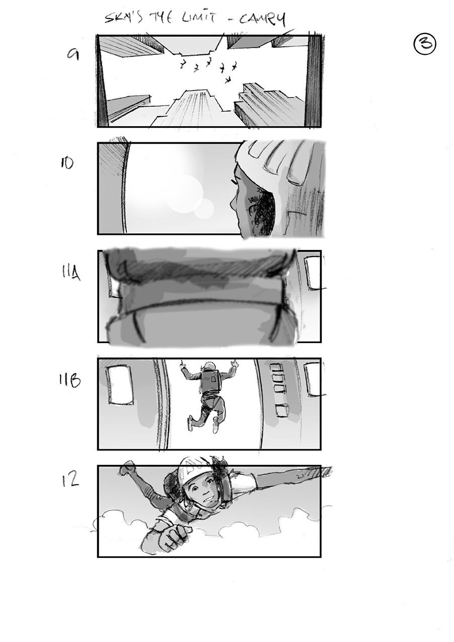 douglas ingram, storyboard art, toyota camry car commercial