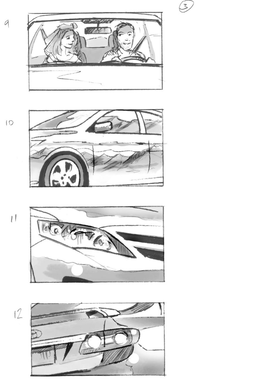 douglas ingram, storyboard art, toyota car commercial