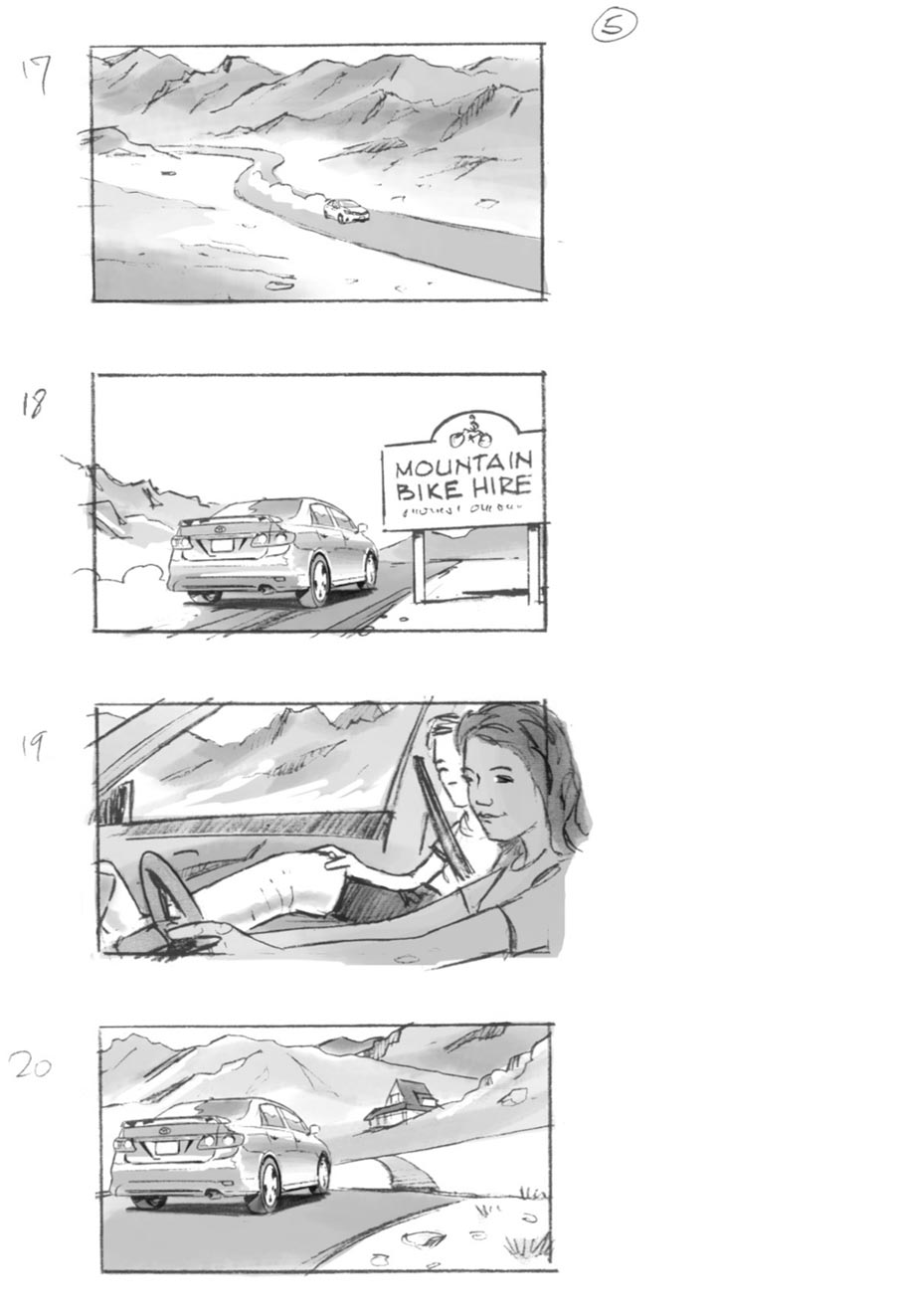 douglas ingram, storyboard art, toyota car commercial