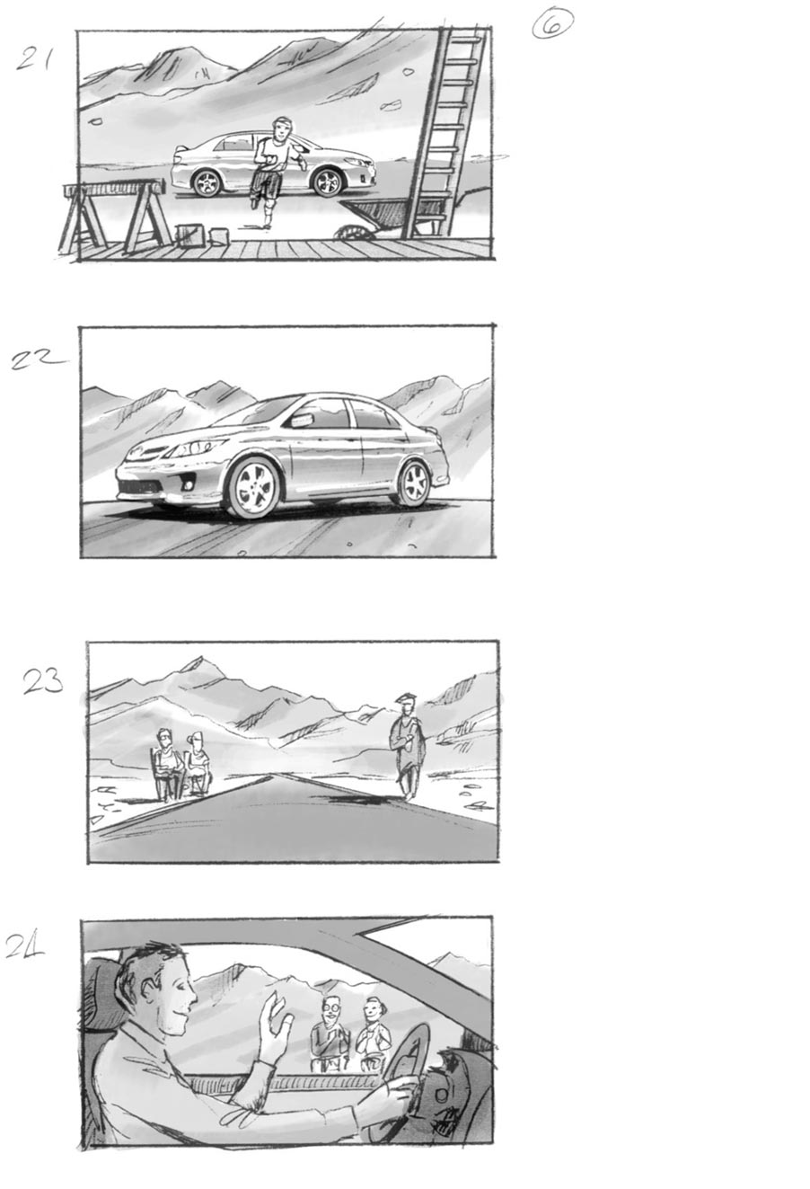 douglas ingram, storyboard art, toyota car commercial