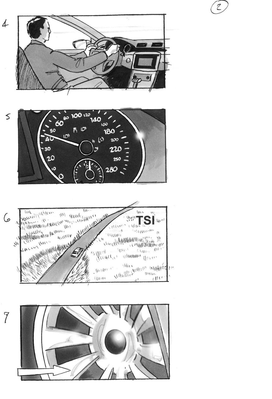 douglas ingram, storyboard art, volkswagen car commercial