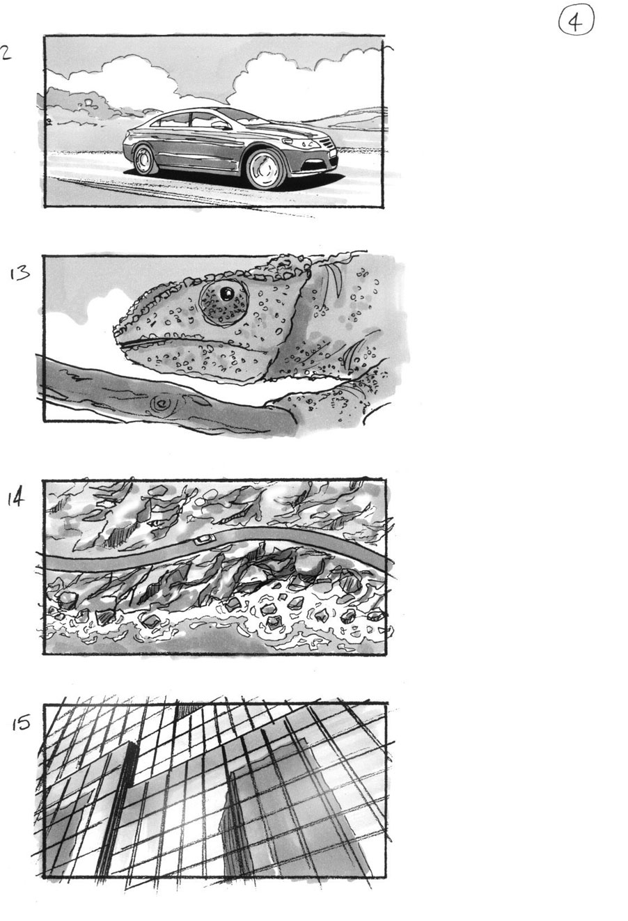 douglas ingram, storyboard art, volkswagen car commercial