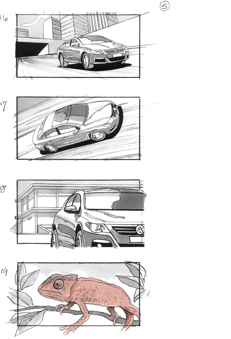 douglas ingram, storyboard art, volkswagen car commercial