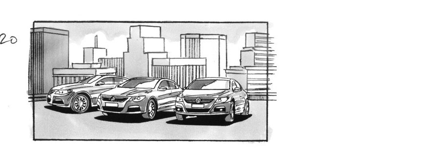 douglas ingram, storyboard art, volkswagen car commercial
