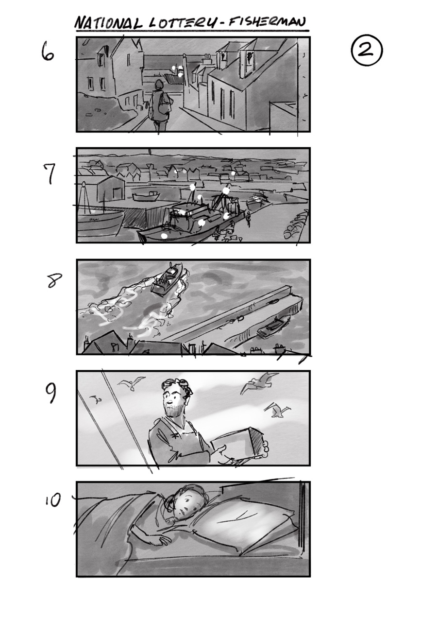 douglas ingram, storyboard art, national lottery commercial