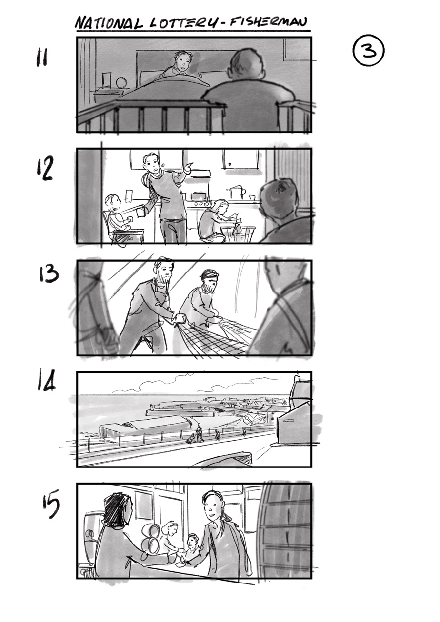 douglas ingram, storyboard art, national lottery commercial