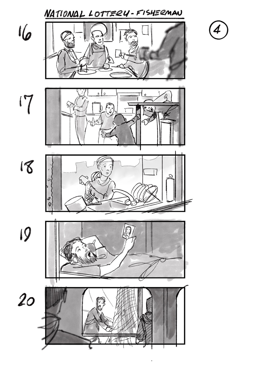 douglas ingram, storyboard art, national lottery commercial