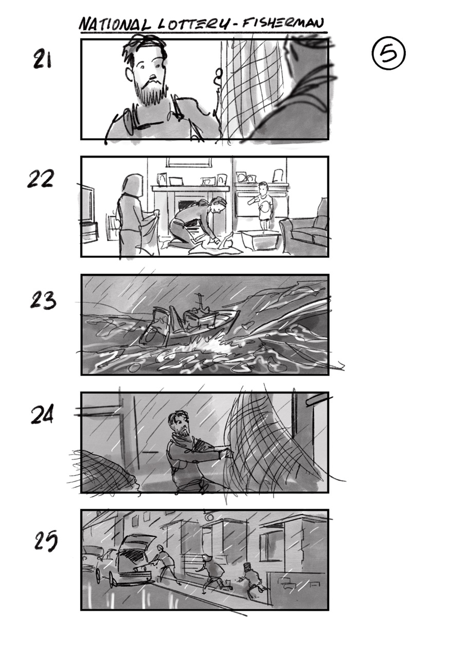 douglas ingram, storyboard art, national lottery commercial