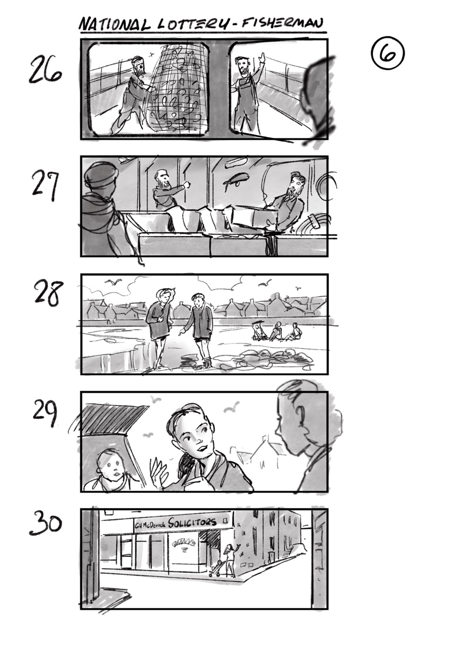 douglas ingram, storyboard art, national lottery commercial