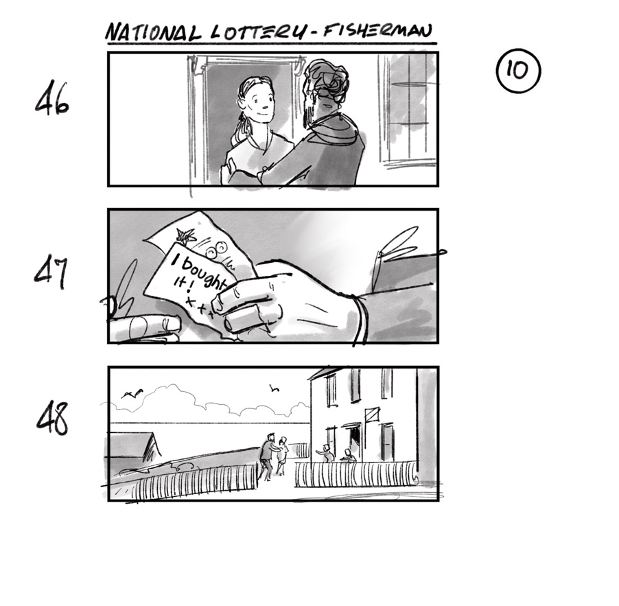 douglas ingram, storyboard art, national lottery commercial